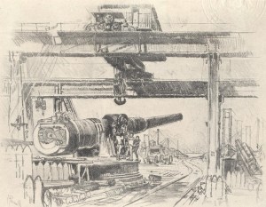 'Joseph Pennell's pictures of war work in England’, Gun Testing.