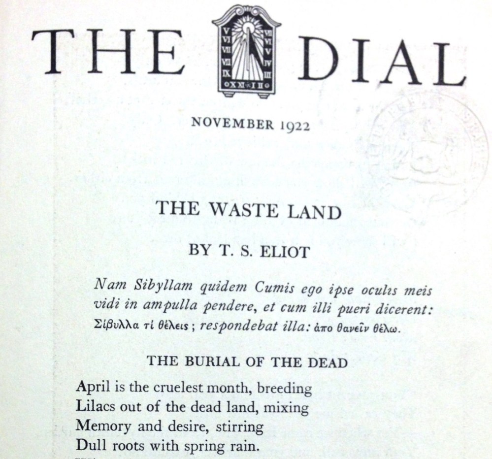 The Waste Land’ as it first appeared in The Dial, 1922