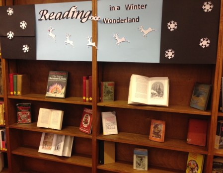 Display in our Information and Research library of Christmas and Winter-themed books