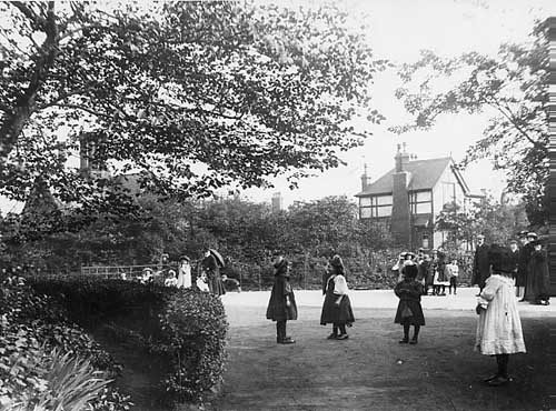 Children frolicking on Woodhouse Moor. It is unclear if these are the same children that could be seen with leaves in their mouths at the Woodhouse Moor concerts (early 1900s)