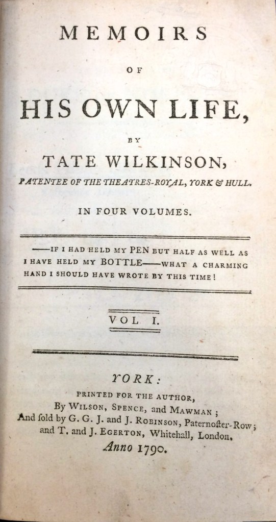 The title page of Wilkinson's Memoirs