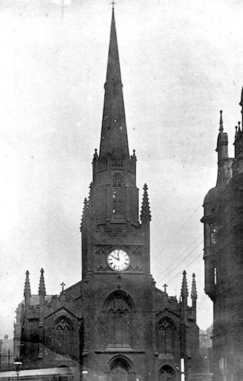 St Anne's Cathedral. Undated, Photograph taken prior to demolition in November 1904. This was done for improvements to be carried out on the Headrow which at that time was called Guildford Street. A new cathedral was constructed on Cookridge Street. From Leodis.net