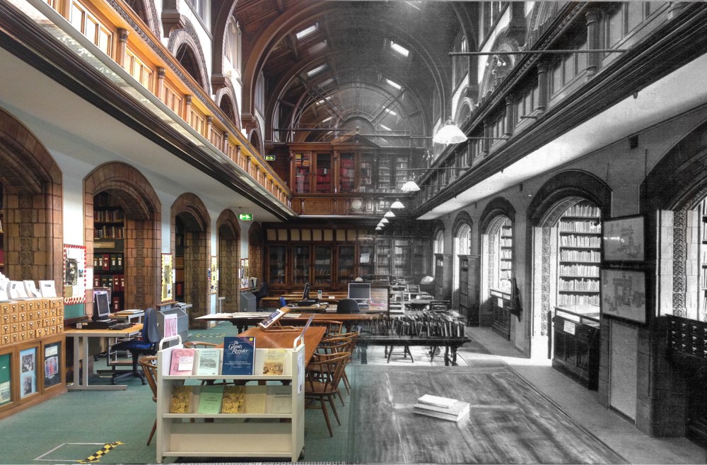 An image of the room where David Strachan worked, as it is now and how it would have looked when he was here