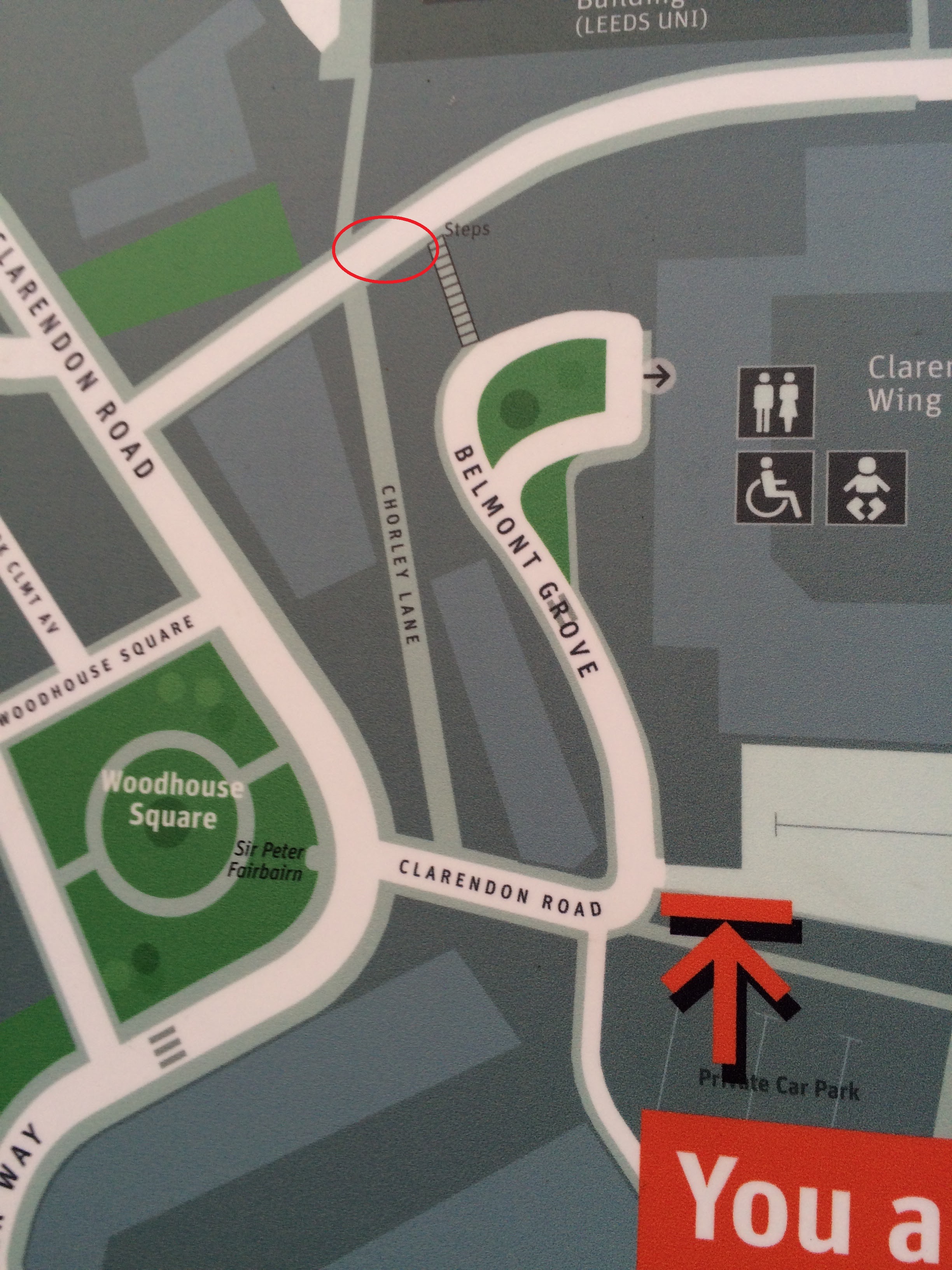 Street map, near Centaur House. The location of the cottages is shown.