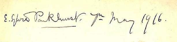 Autograph of Sylvia Pankhurst, written after she stayed at Maud Dightam's house in 1916