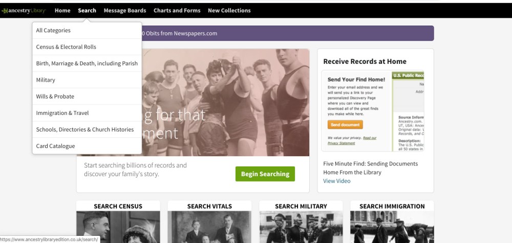 Ancestry homepage