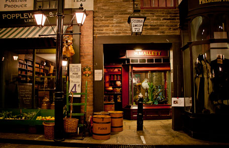 Recreation of a Victorian street and shop, with