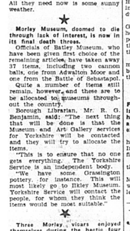 Morley Observer article about the impending closure of Morley Museum