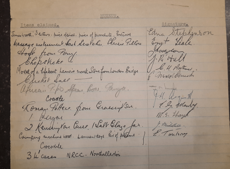 Items returned to donors and their families