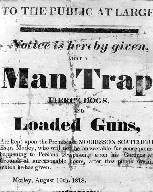 Man trap warning notice