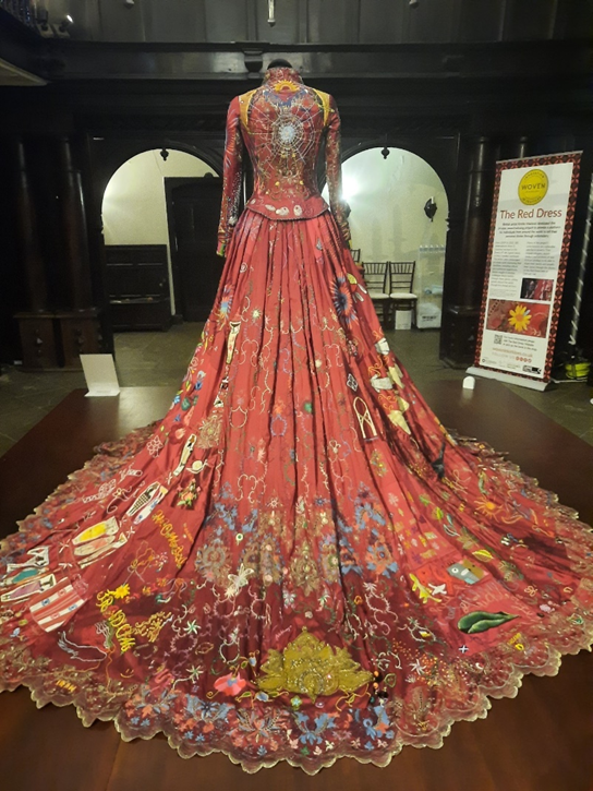 The red dress on display at Oakwell Hall